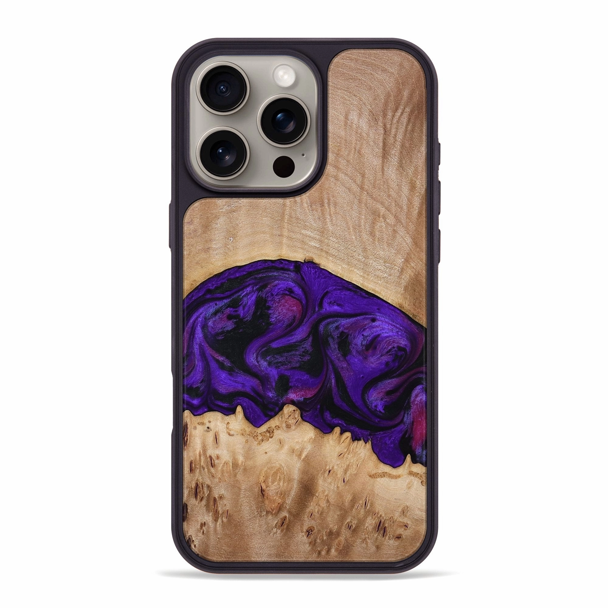 Iphone 16 Pro Max Wood Phone Case - Raelyn (Purple, 772535) Anti Reflection Coating