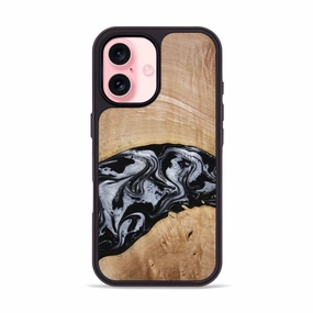 Iphone 16 Wood Phone Case - Aviana (Black & White, 773307) Anti Static Film Impact Protection