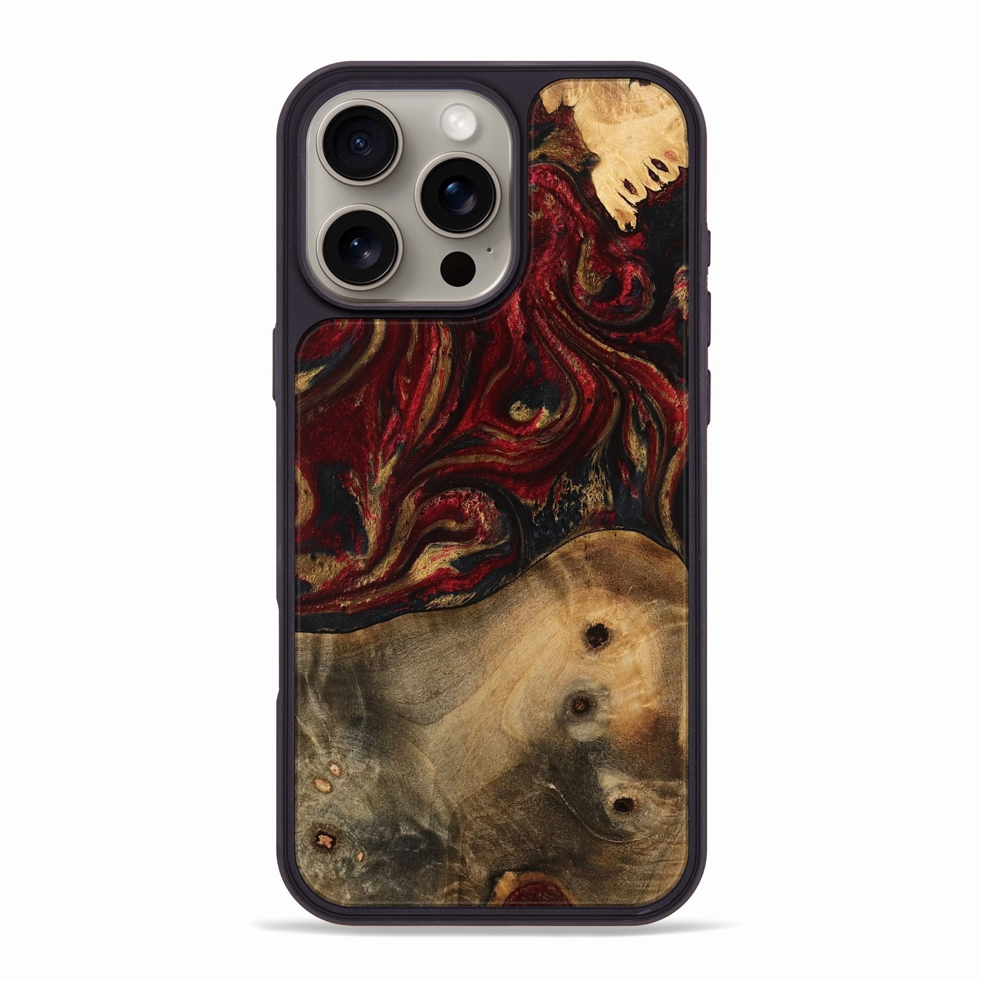 Screen Defense Iphone 16 Pro Max Wood Phone Case - Tawnya (Red, 770642)