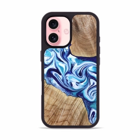 HD Screen Protector Iphone 16 Wood Phone Case - Judie (Blue, 781797)