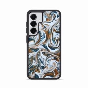 Anti Reflection Screen Galaxy S25 Resinart Phone Case - Amaya (Teal & Gold, 780732)