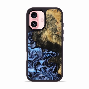 Anti Fingerprint Screen Anti Oil Film Iphone 16 Wood Phone Case - Britney (Blue, 781780)