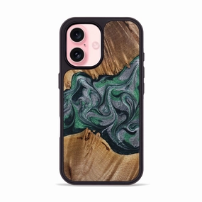 Fingerprint Free Iphone 16 Wood Phone Case - Kacie (Green, 776659)