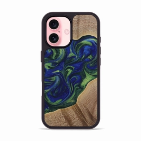 Iphone 16 Wood Phone Case - Lakelyn (Blue, 773395) Crystal Clear Screen