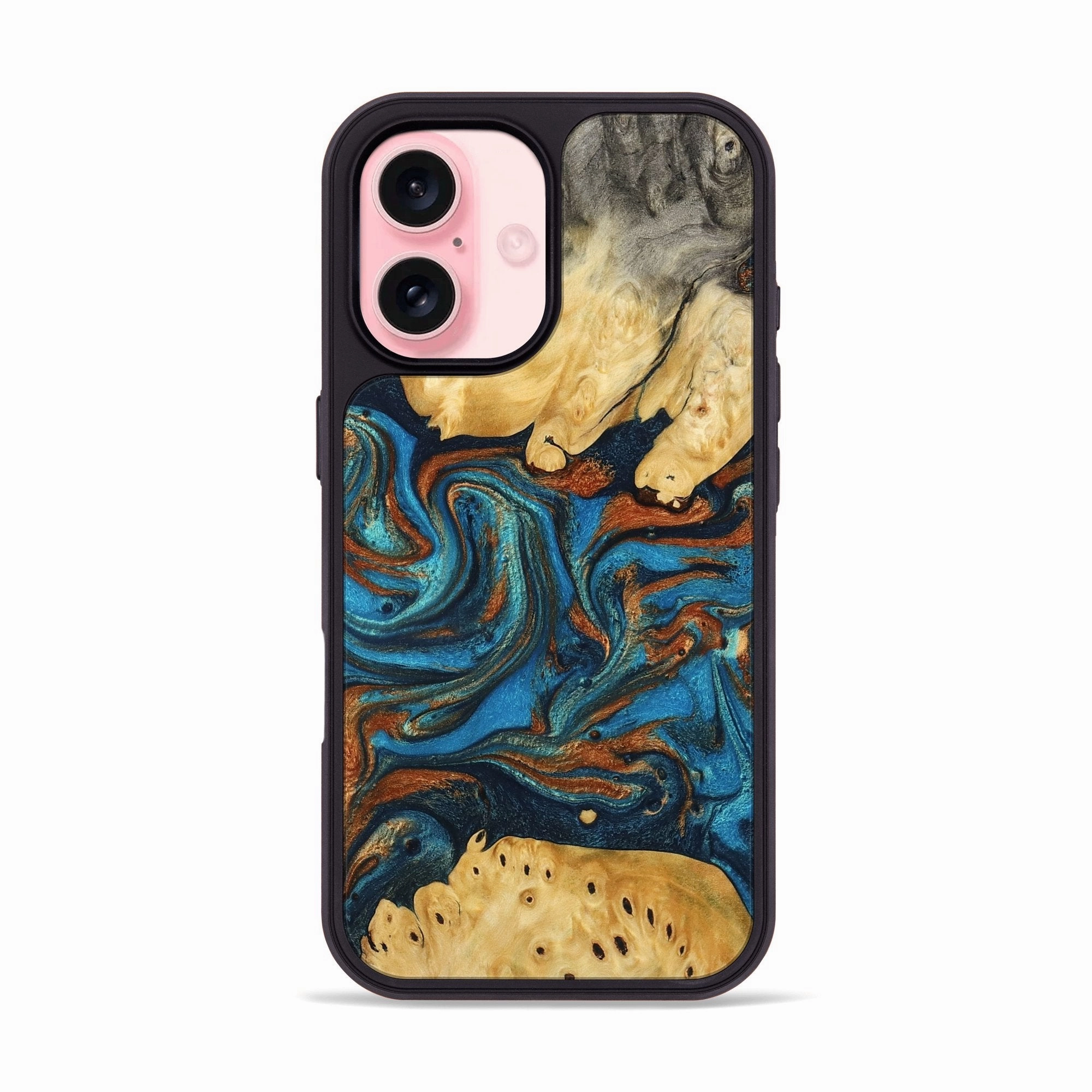 Iphone 16 Wood Phone Case - Mahala (Teal & Gold, 775411) Smooth Touch Ultra Thin
