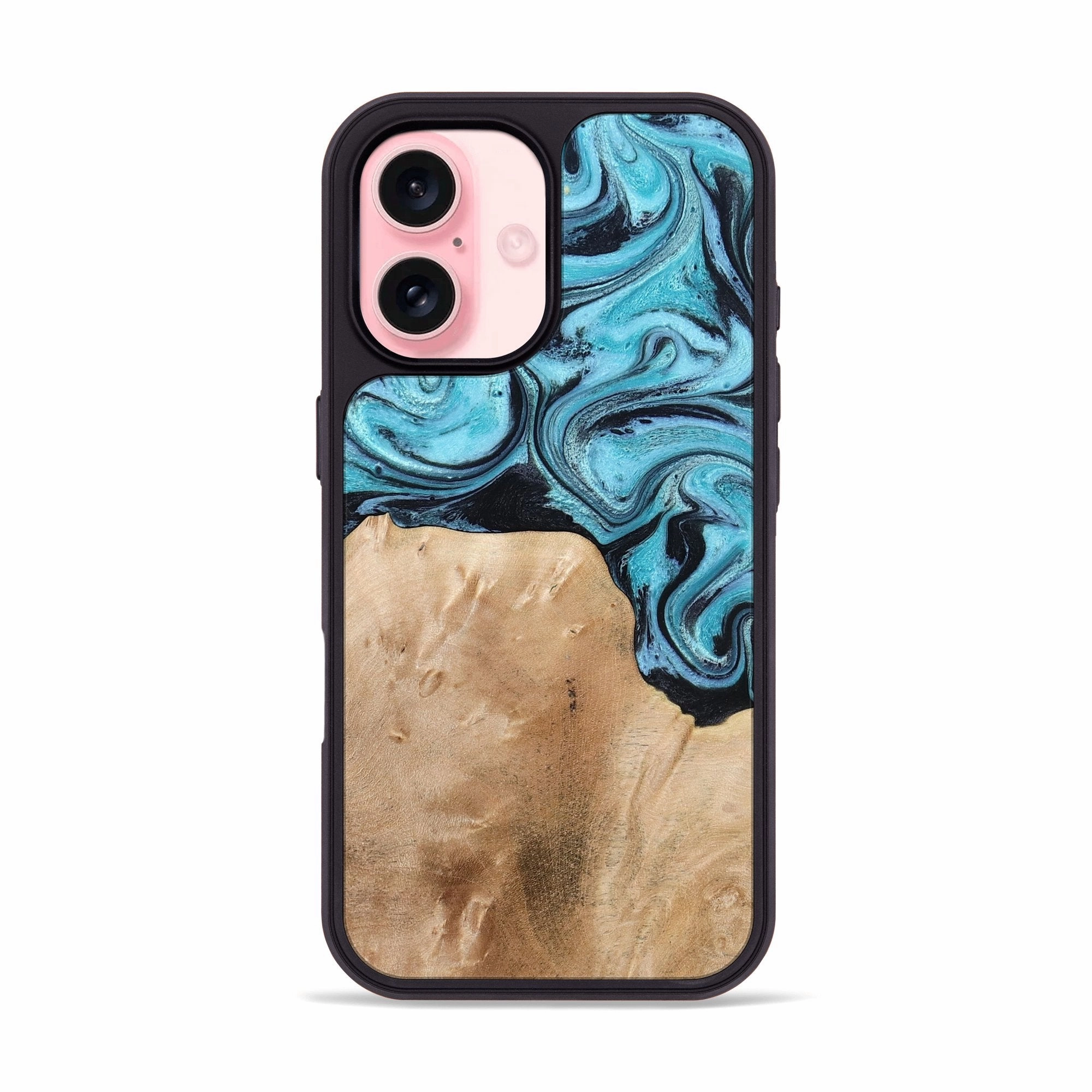 Reinforced Corners Anti Spy Film Iphone 16 Wood Phone Case - Wells (Blue, 778376)