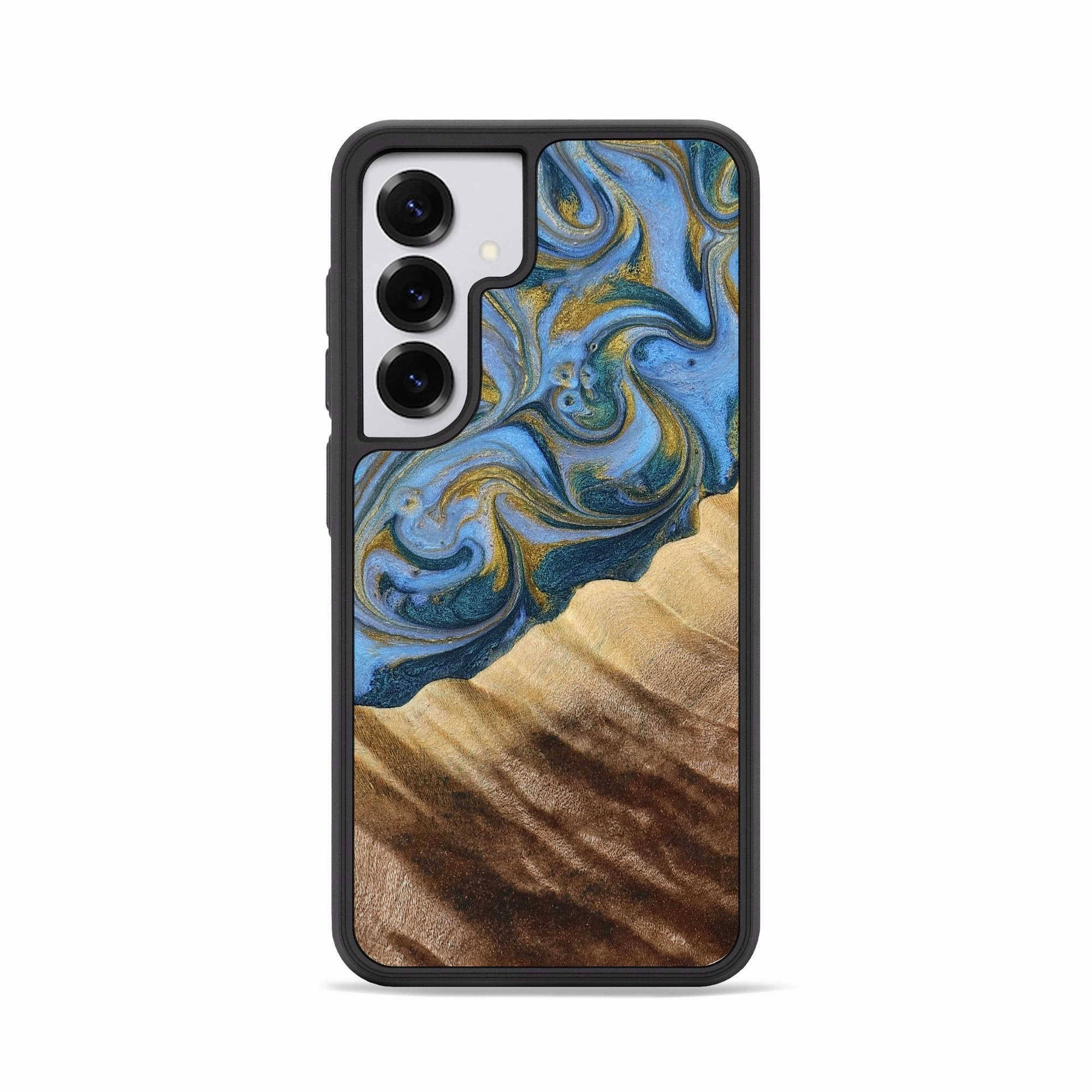 Galaxy S25 Wood Phone Case - Alyvia (Teal & Gold, 777776) Case Friendly