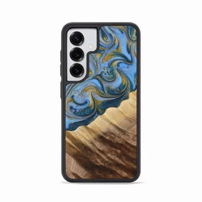 Galaxy S25 Wood Phone Case - Alyvia (Teal & Gold, 777776) Case Friendly
