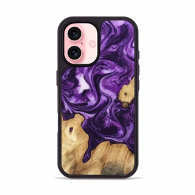 Grip Friendly Shockproof Iphone 16 Wood Phone Case - Hana (Purple, 781682)