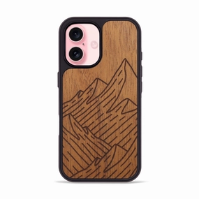 Anti Finger Streak Iphone 16 Wood Phone Case - Mountain - Mahogany (Curated)
