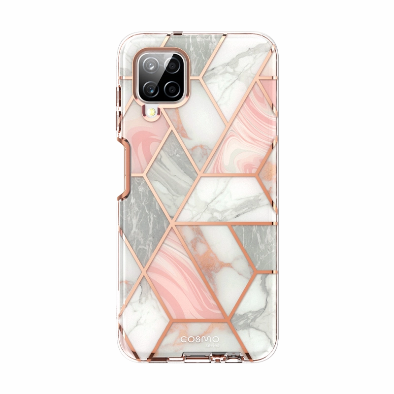 Galaxy A12 Cosmo Case - Marble Pink Rounded Edges Easy Apply