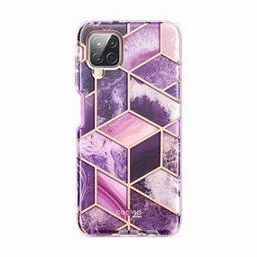 Galaxy A12 Cosmo Case - Marble Purple Anti Fingerprint Shield