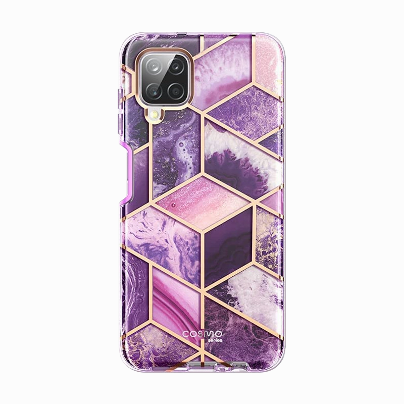 Galaxy A12 Cosmo Case - Marble Purple Anti Fingerprint Shield