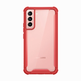 Scratch Proof Glass Galaxy S22 Ares Clear Rugged Case - Red