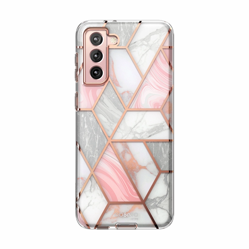 Galaxy S22 Plus Cosmo Case - Marble Pink Edge to Edge Protection Anti Finger Mark Film