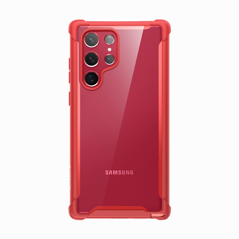 Galaxy S22 Ultra Ares Clear Rugged Case - Red Anti Finger Grease Protective Film