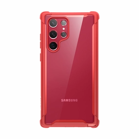 Galaxy S22 Ultra Ares Clear Rugged Case - Red Anti Finger Grease Protective Film