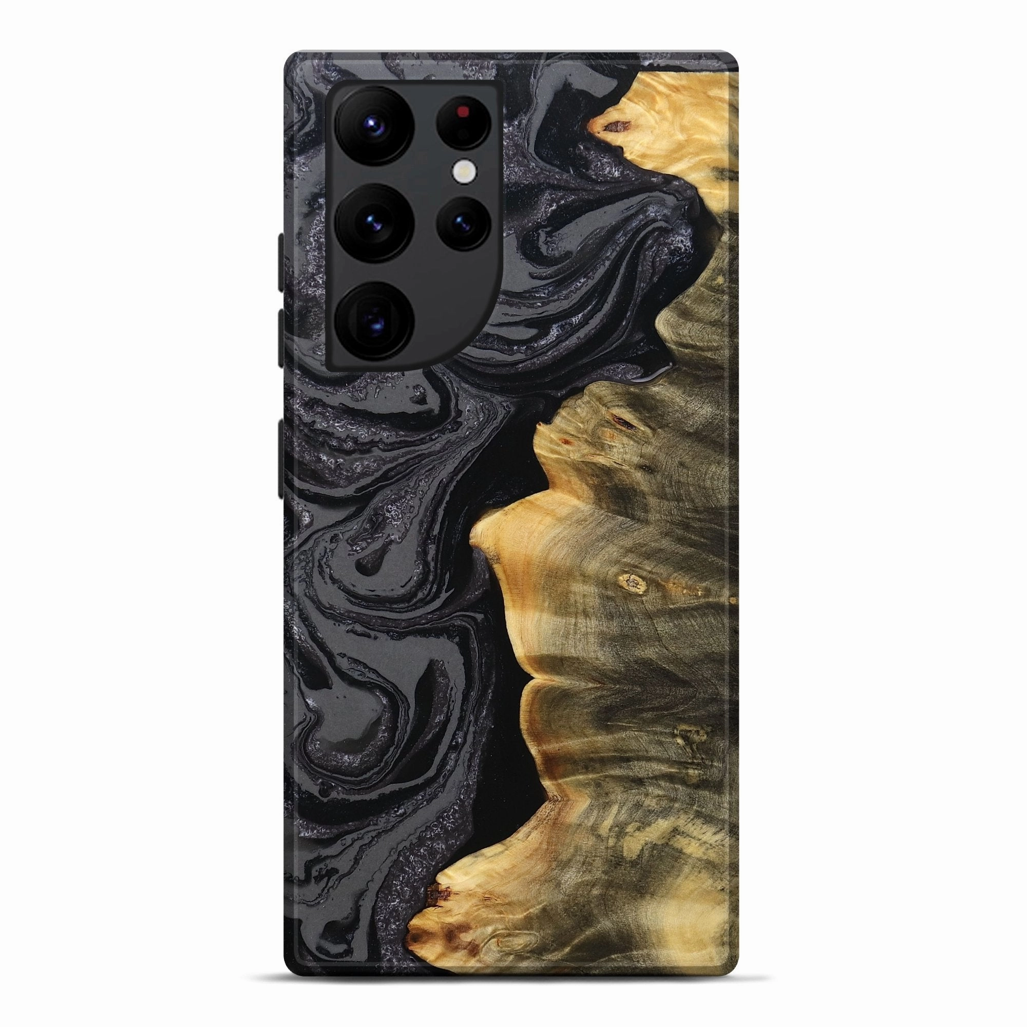 Anti Fingerprint Coating Drop Protection Galaxy S22 Ultra Wood Live Edge Phone Case - Alaina (Black & White, 778498)