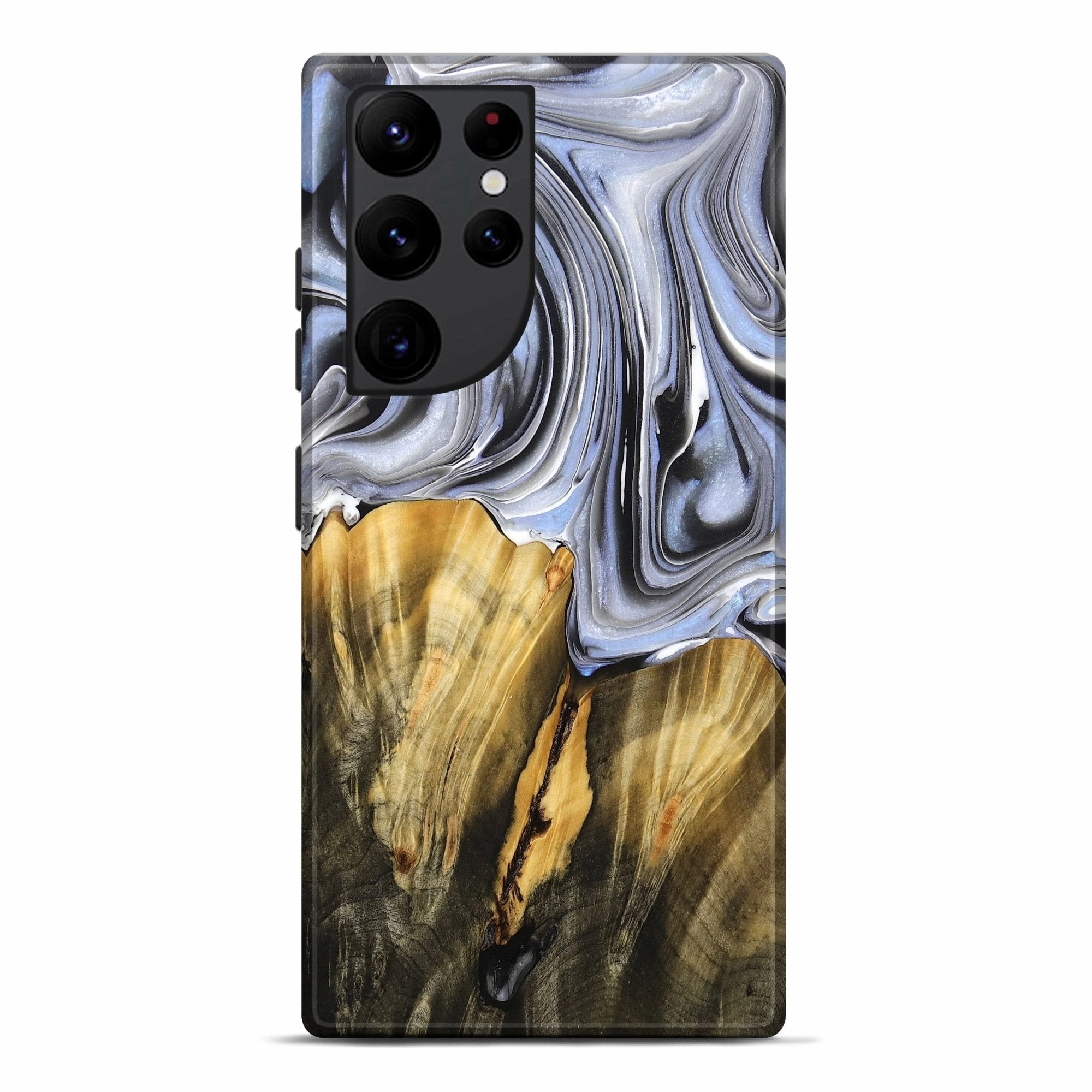 Soft Edge Galaxy S22 Ultra Wood Live Edge Phone Case - Alisha (Black & White, 765735)