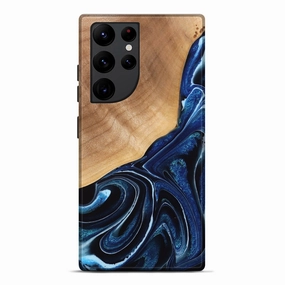 Galaxy S22 Ultra Wood Live Edge Phone Case - Amira (Blue, 776902) Crystal Clear Screen