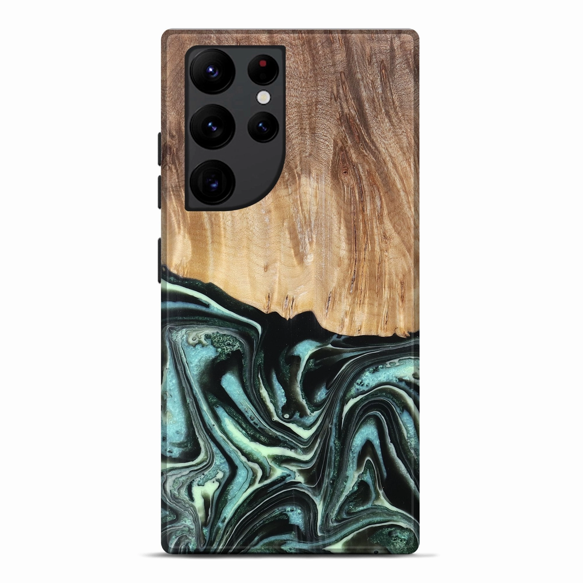 Galaxy S22 Ultra Wood Live Edge Phone Case - Amy (Green, 781036) Shock Proof Film