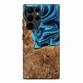 Galaxy S22 Ultra Wood Live Edge Phone Case - Annabel (Blue, 775420) Anti Yellowing Screen Scratch Resistant Coating