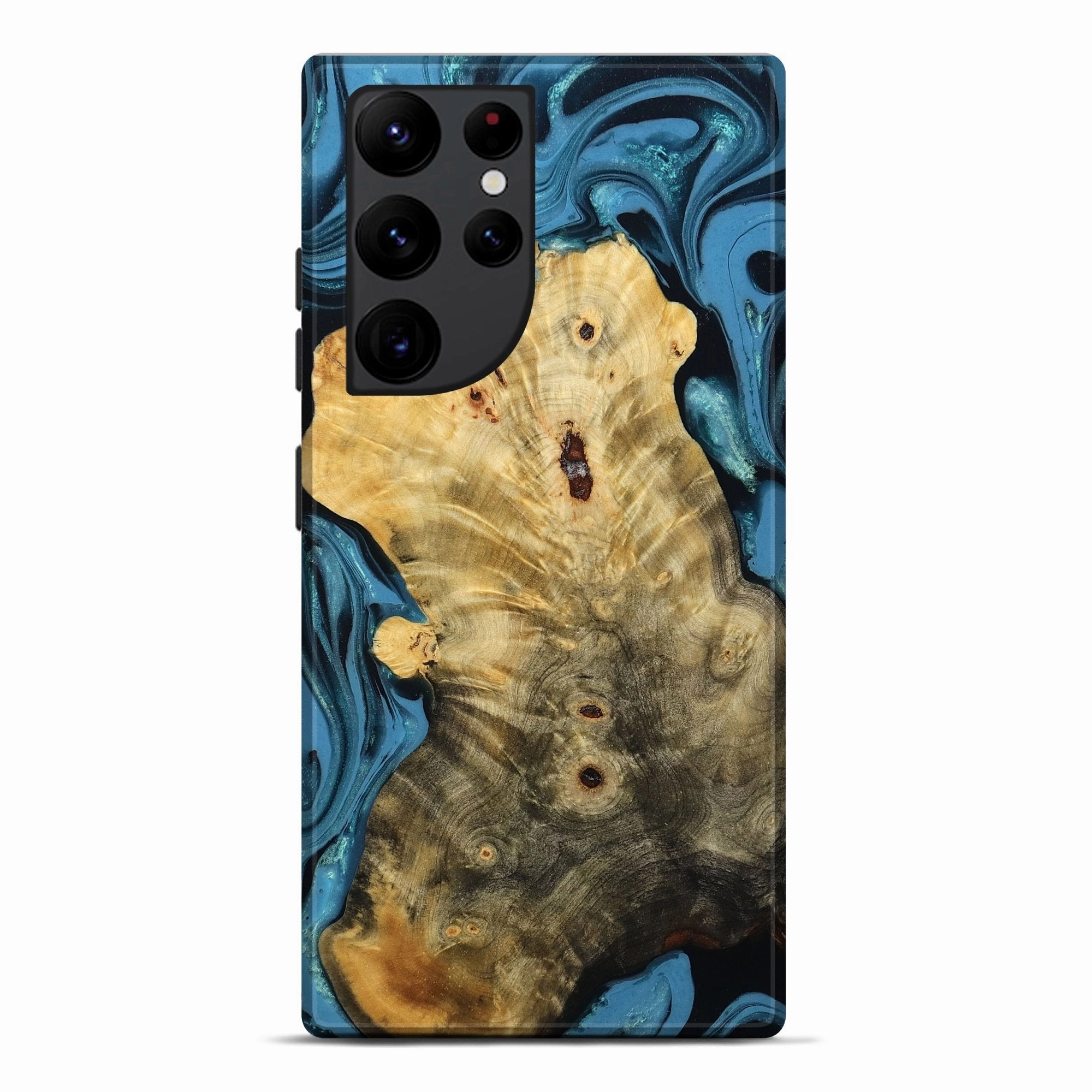 Anti Finger Mark Galaxy S22 Ultra Wood Live Edge Phone Case - Aryana (Blue, 781430)
