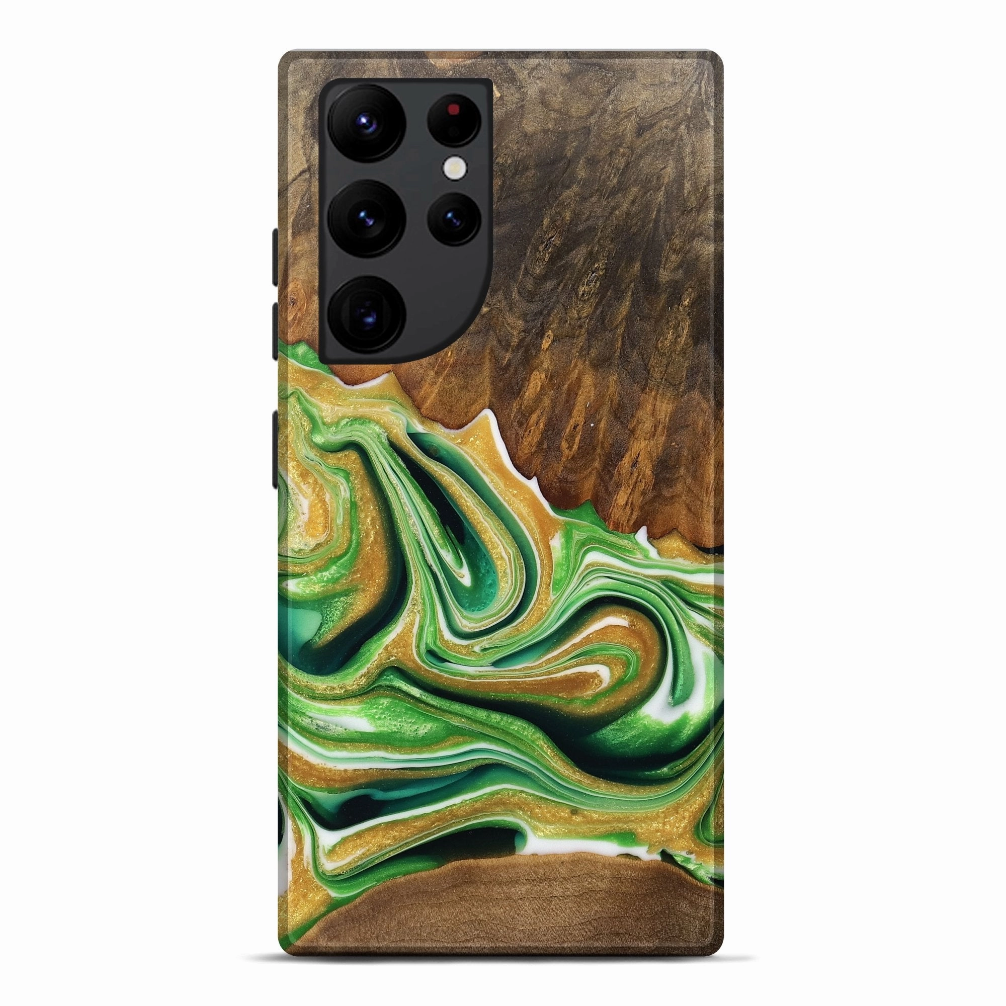 Galaxy S22 Ultra Wood Live Edge Phone Case - Bertram (Green, 750333) Anti Reflection Screen