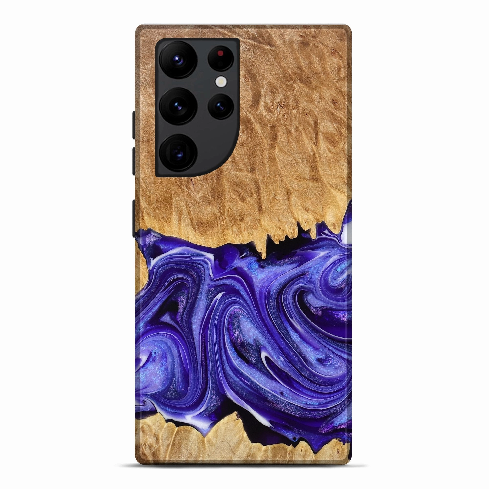 Shockproof Galaxy S22 Ultra Wood Live Edge Phone Case - Briar (Purple, 775430)