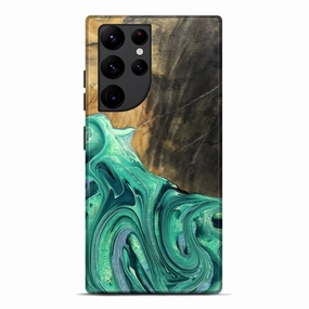 Galaxy S22 Ultra Wood Live Edge Phone Case - Danelle (Green, 769213) Anti Finger Mark Film