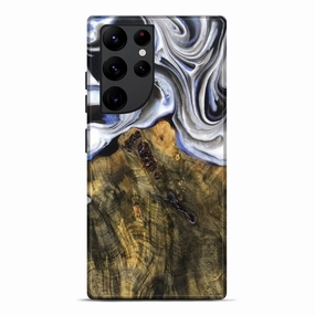 Galaxy S22 Ultra Wood Live Edge Phone Case - Deven (Black & White, 781254) Anti Yellowing Film Anti Reflection Screen