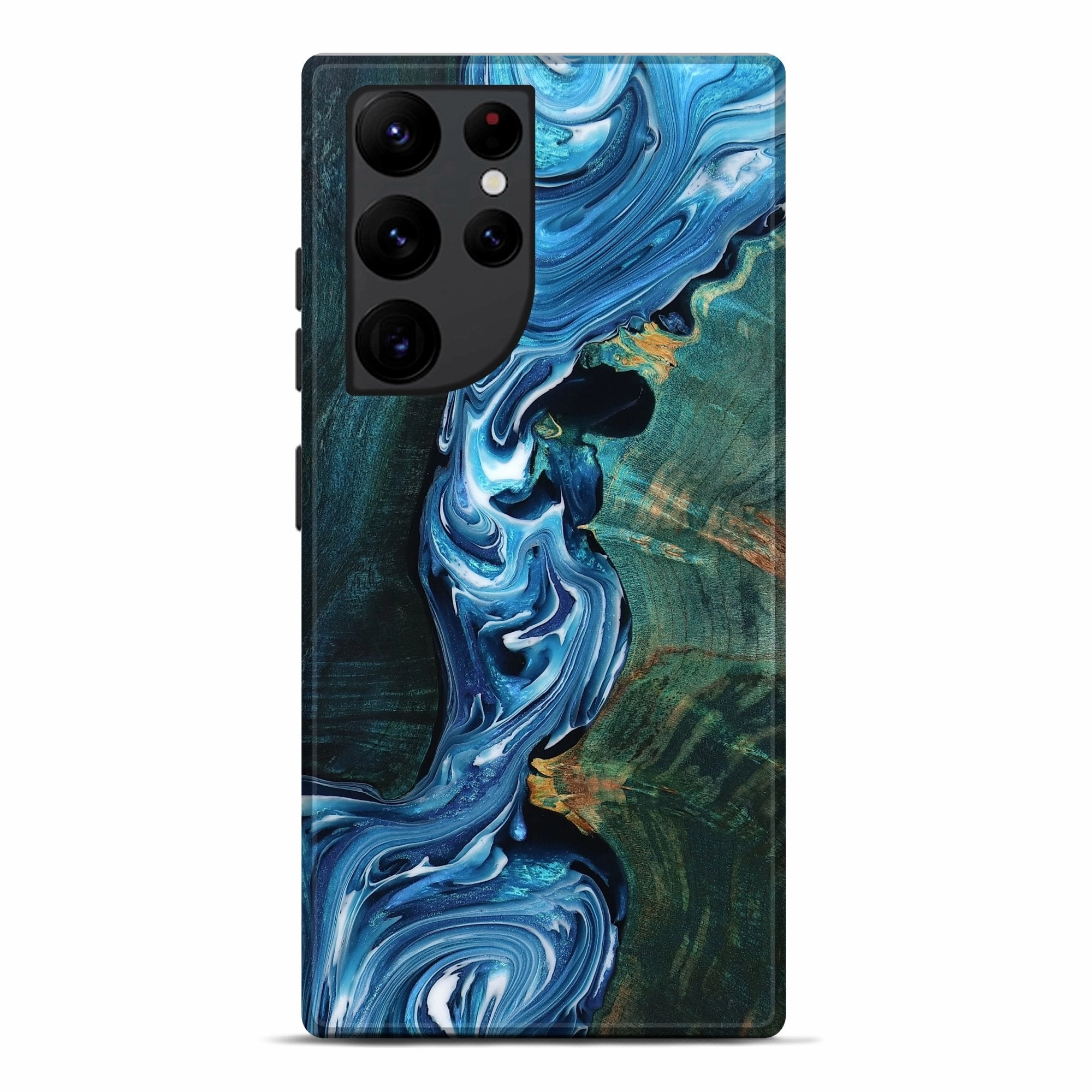 Galaxy S22 Ultra Wood Live Edge Phone Case - Devin (Blue, 777369) Anti Static