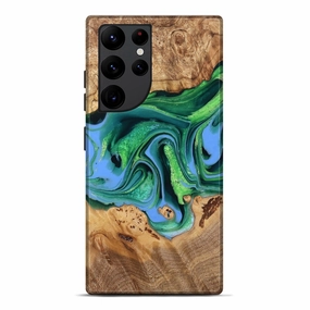 Bubble Free Installation Galaxy S22 Ultra Wood Live Edge Phone Case - Dottie (Green, 778089)