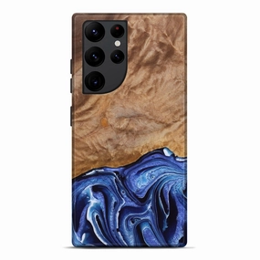 Galaxy S22 Ultra Wood Live Edge Phone Case - Elianna (Blue, 776918) Anti Shock Screen