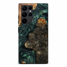 HD Clarity Self Healing Galaxy S22 Ultra Wood Live Edge Phone Case - Emilie (Green, 777358)