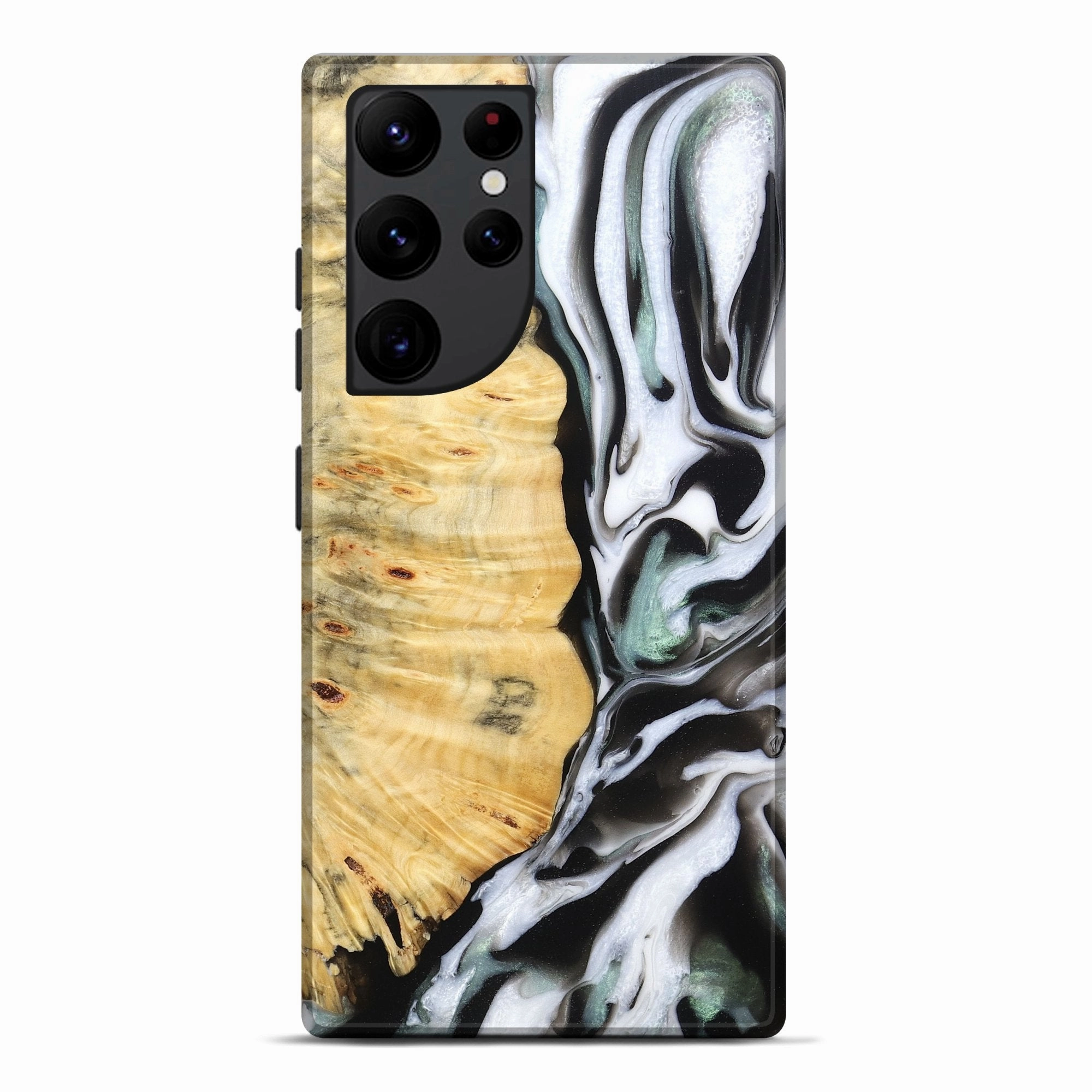 Anti Scratch Shield Anti Finger Oil Galaxy S22 Ultra Wood Live Edge Phone Case - Harmon (Black & White, 781247)