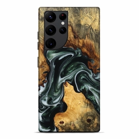 Galaxy S22 Ultra Wood Live Edge Phone Case - Hendrix (Green, 780478) Scratch Proof Glass