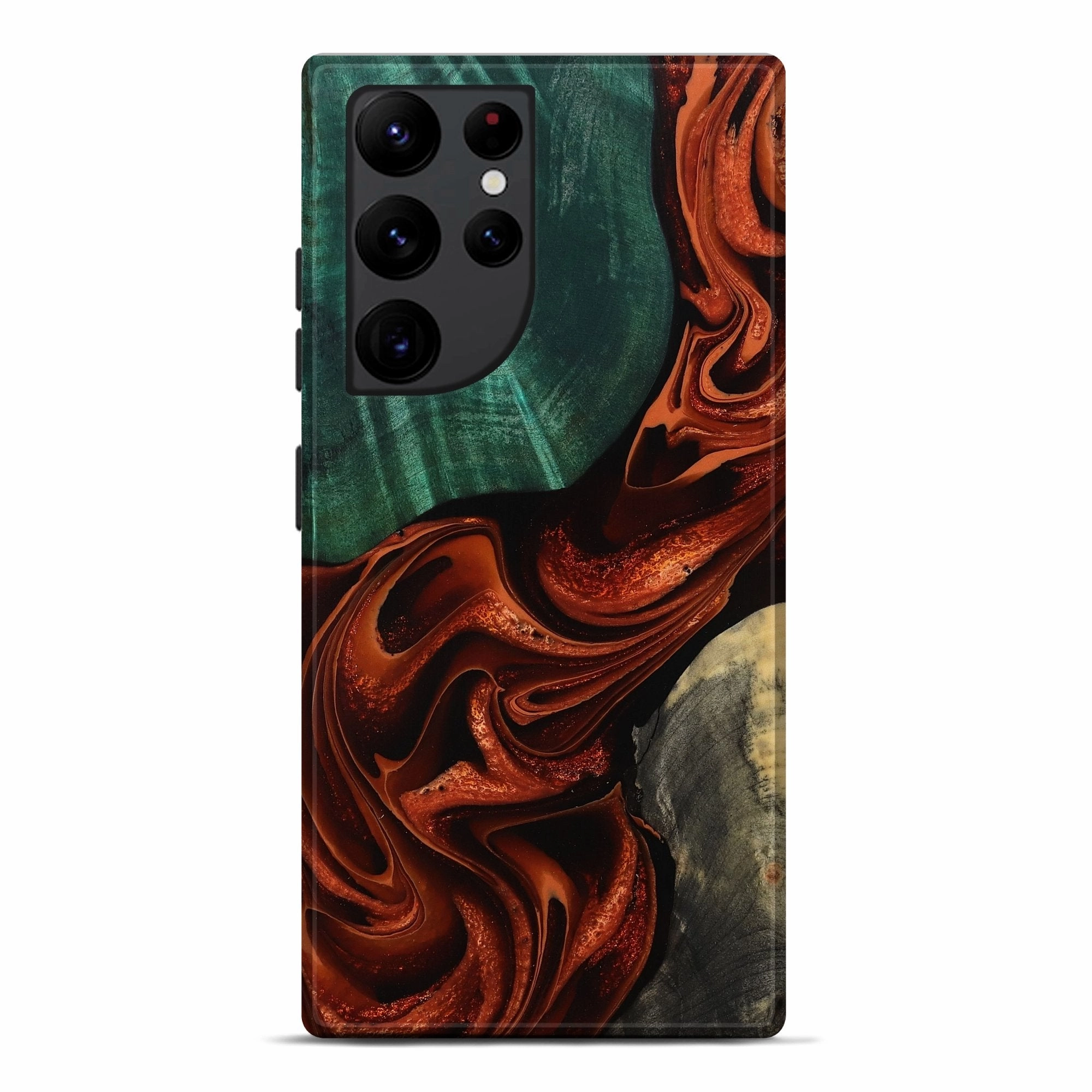 Smooth Surface High Transparency Galaxy S22 Ultra Wood Live Edge Phone Case - Houston (Red, 781450)