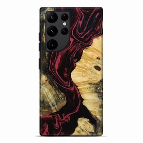 Fingerprint Repellent Galaxy S22 Ultra Wood Live Edge Phone Case - Ira (Red, 781996)