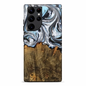 Anti Fingerprint Shield Drop Resistant Galaxy S22 Ultra Wood Live Edge Phone Case - Izaiah (Metallic, 775271)