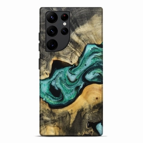 Impact Protection Galaxy S22 Ultra Wood Live Edge Phone Case - Jaeda (Green, 778513)