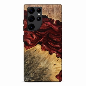 Galaxy S22 Ultra Wood Live Edge Phone Case - Jair (Red, 777386) Shockproof Anti Spy Film