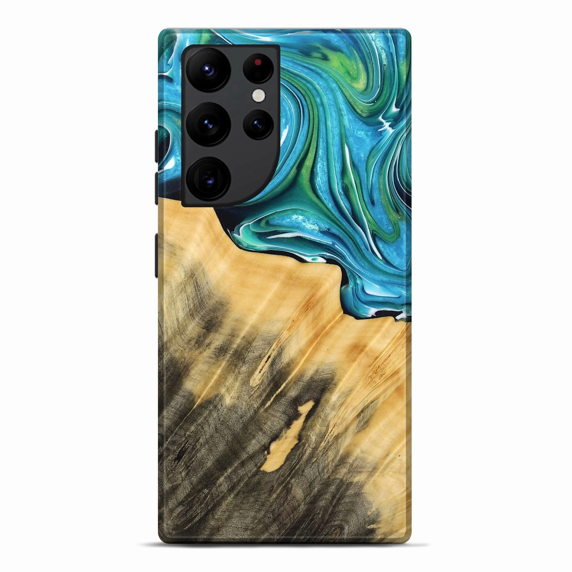 Crystal Clear Screen HD Clarity Galaxy S22 Ultra Wood Live Edge Phone Case - Jaxon (Blue, 767514)