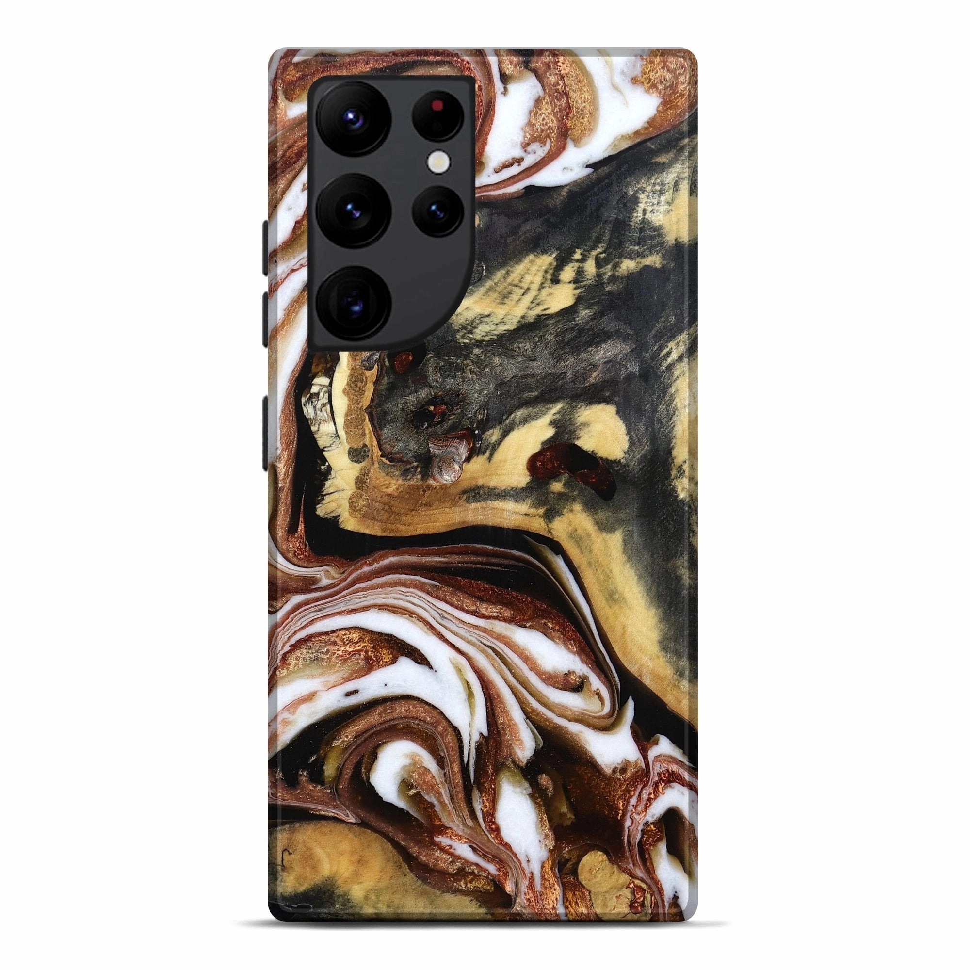Bubble Free Installation Galaxy S22 Ultra Wood Live Edge Phone Case - Joanna (Black & White, 781017)