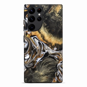 Galaxy S22 Ultra Wood Live Edge Phone Case - Judge (Black & White, 781475) Rounded Edges Anti Glare