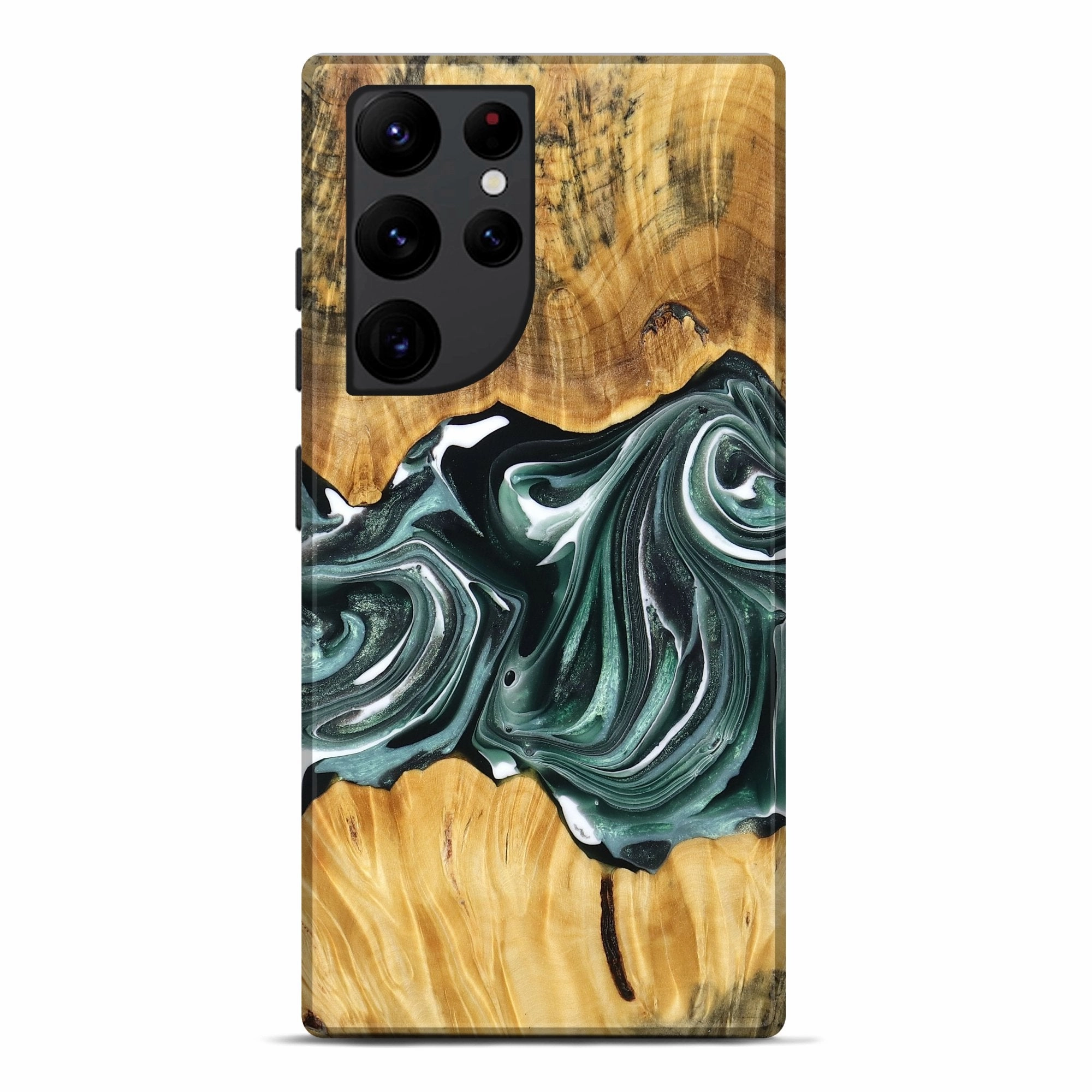 Fingerprint Free Galaxy S22 Ultra Wood Live Edge Phone Case - Keira (Green, 765732)