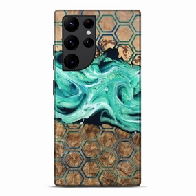 Self Healing Anti Shock Screen Galaxy S22 Ultra Wood Live Edge Phone Case - Lauryn (Pattern, 781022)