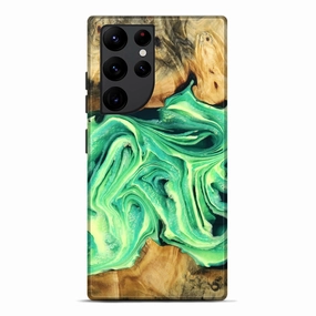 High Transparency Galaxy S22 Ultra Wood Live Edge Phone Case - Mandi (Green, 778754)