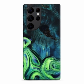 Galaxy S22 Ultra Wood Live Edge Phone Case - Margret (Green, 781479) Anti Dust Edge Guard