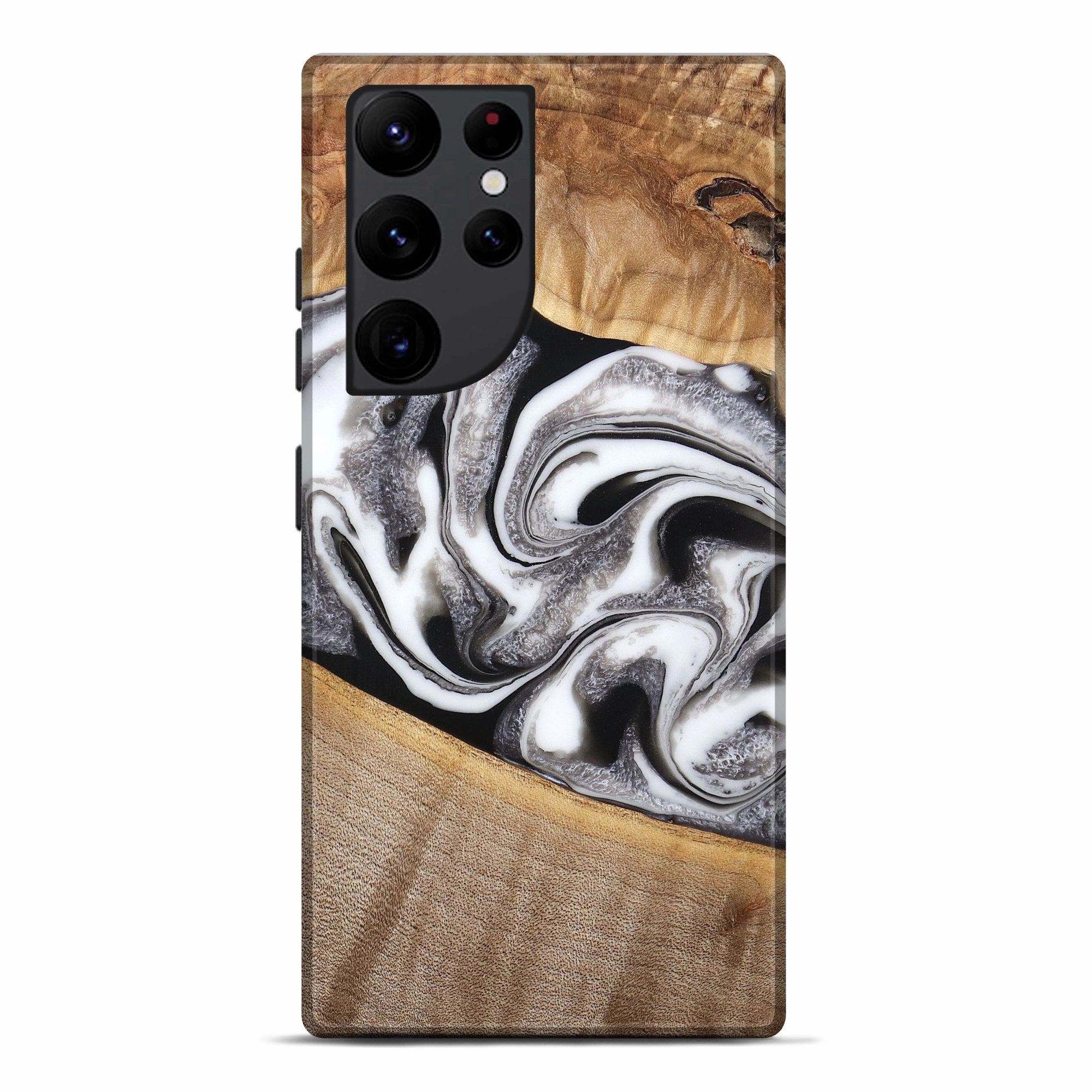 Galaxy S22 Ultra Wood Live Edge Phone Case - Marquez (Black & White, 776874) Anti Scratch Screen